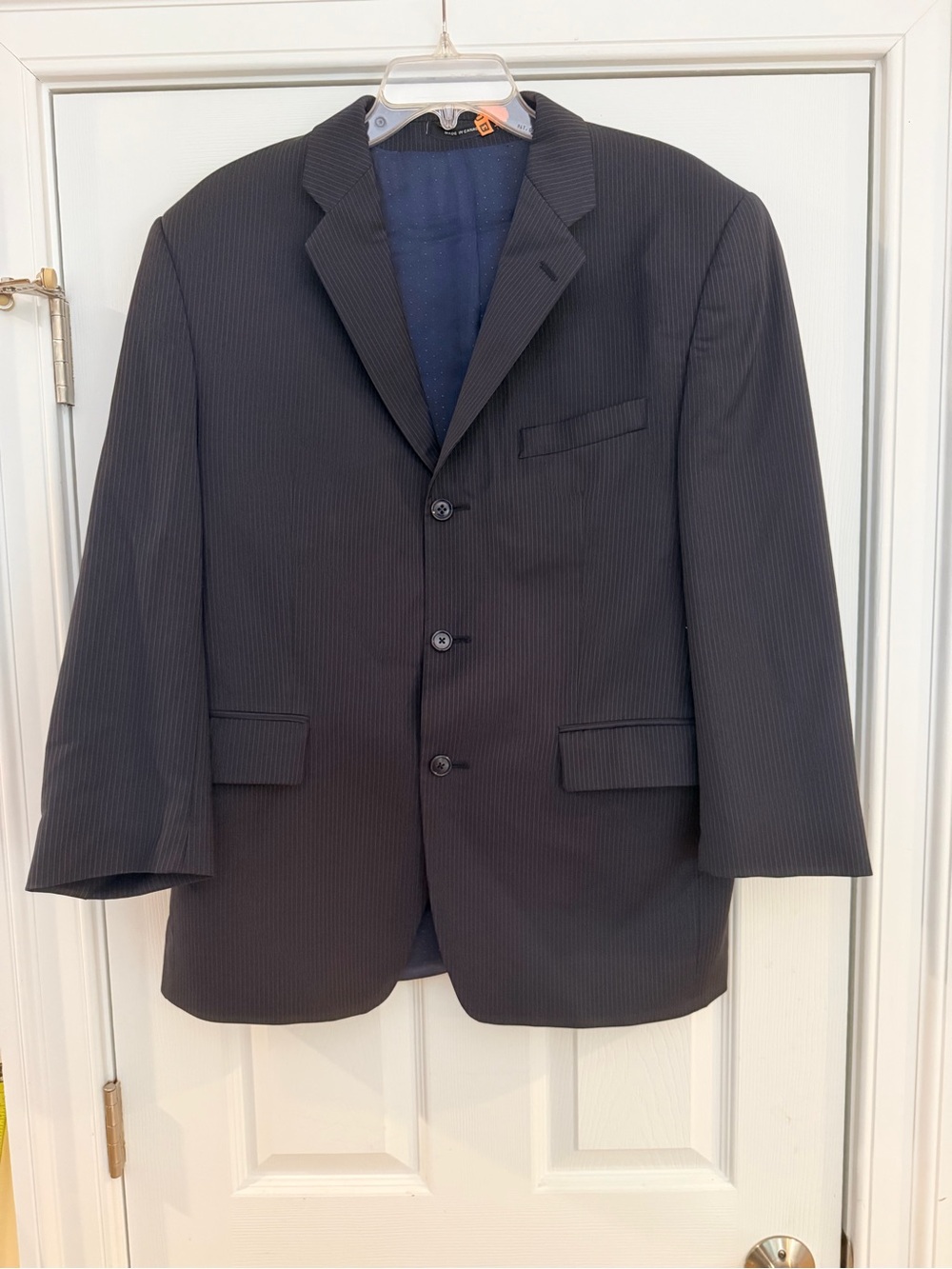 Mens Size 40S "Calvin Klein" Black Pinstripe Suit Jacket GUC